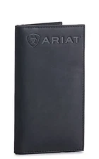 Ariat Mens Embossed Leather Rodeo Wallet Checkbook Cover, Black