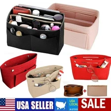 S/M/L Multi-Pocket Insert Bag Felt Fabric Purse Handbag Bag Liner Tote Organizer