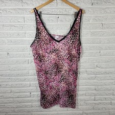 Joyspun Womens Nightgown 3X Plus Adjustable Spaghetti Pink Animal Print Lounge