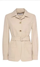 MAX MARA Pulvino $1890 Sand Wool Jacket New Size 40 US 6 Italy Belted Beige Lux