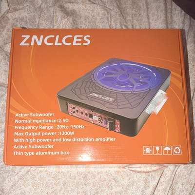 ZNCLCES Enclosed Powered Active Car Subwoofer 8in 1200W RMS Single VC