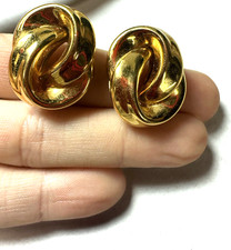 Vintage Earrings Pierced Hollow Goldtone Knot Metal