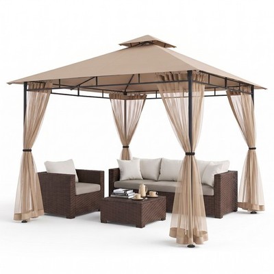 Pavillon 3x3m Garten Designer Pavillion Partyzelt Gartenzelt mit Moskitonetz