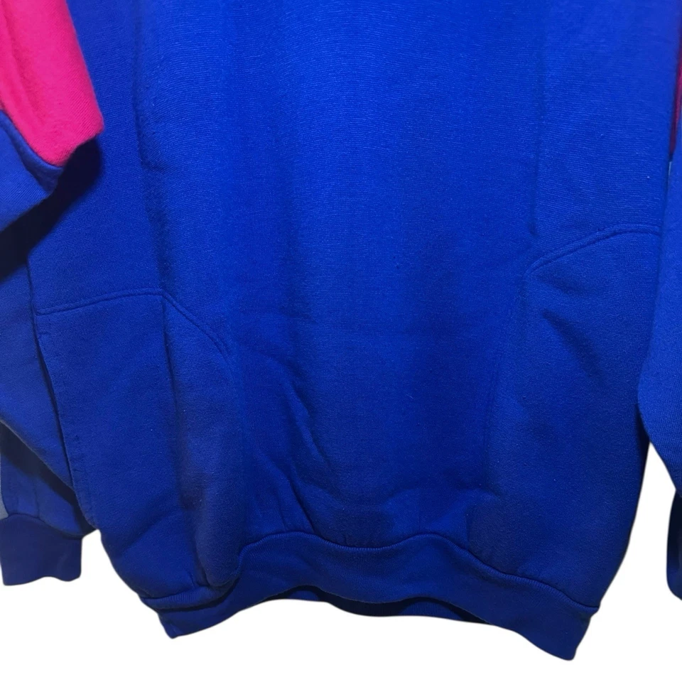 VINTAGE TREND BASICS CREWNECK Sweatshirt Color Block 80/90s Retro SZ L Blue Pink - Image 4 of 4
