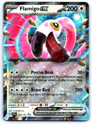 Flamigo ex 160/191 Double Rare Surging Sparks Pokemon Holo Near Mint