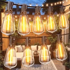150FT Outdoor Festoon String Lights Mains Powered LED ST38 Bulbs Garden Lighting