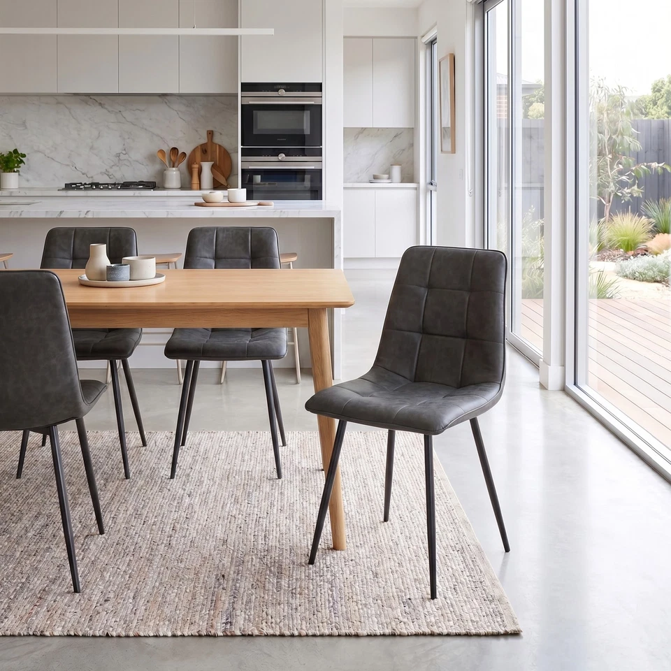 Levede 4x Dining Chairs Kitchen Chair Lounge Room Padded Seat PU Faux Leather