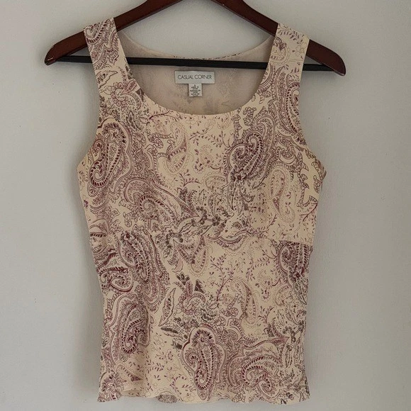 Camiseta sin mangas vintage informal de esquina concha de seda para mujer 8 cachemira Y2K cremallera lateral crema Foto 2 de 4