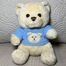 RARE Animal Alley VTG Teddy Bear Beige With Blue Shirt 7 Plush Sitting ToysRUs