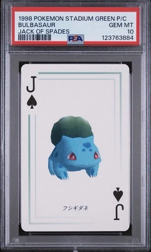 Pokemon Stadium Green Bulbasaur Jack of Spades Playing Card 1998 PSA 10 GEM