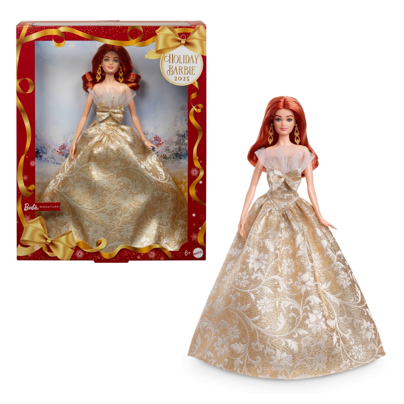 Mattel Barbie Signature 2025 Holiday Fashion Doll, Red Hair,