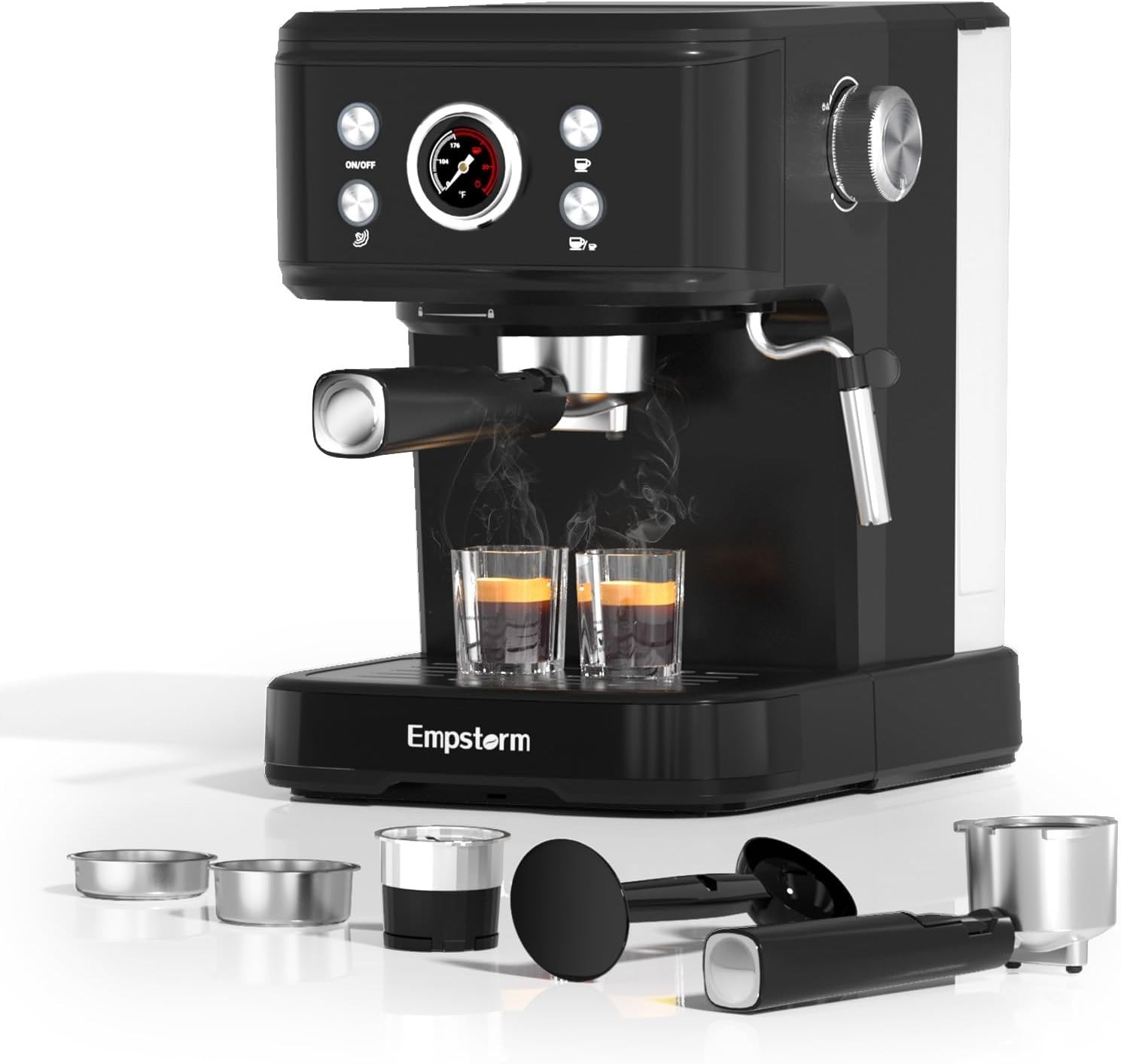Macchina Caffè Espresso Empstorm 20 Bar 2in1 Capsule+Polvere Montalatte 1,5L