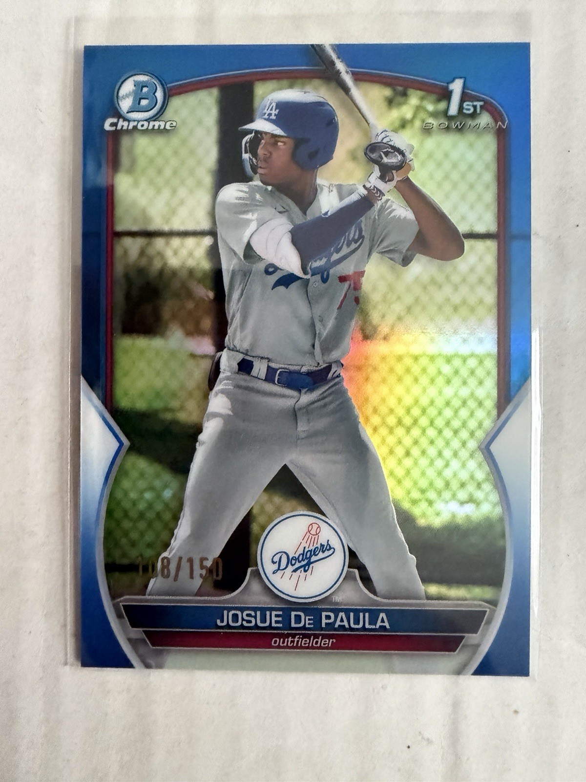 2023 Bowman Chrome Josue De Paula 1st True Blue Refractor /150 #BCP-111 Dodgers