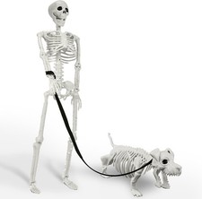 Lighted Human  Dog Skeleton Halloween Decorations Outdoor/Indoor - 36 Inch Real
