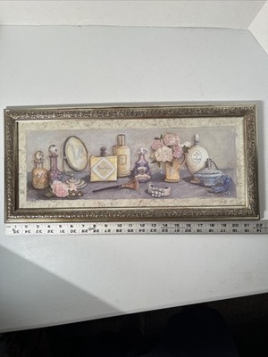 Vintage Winterle Olson Powder Room Wall Art Vanity Scene Purfume & Flowers