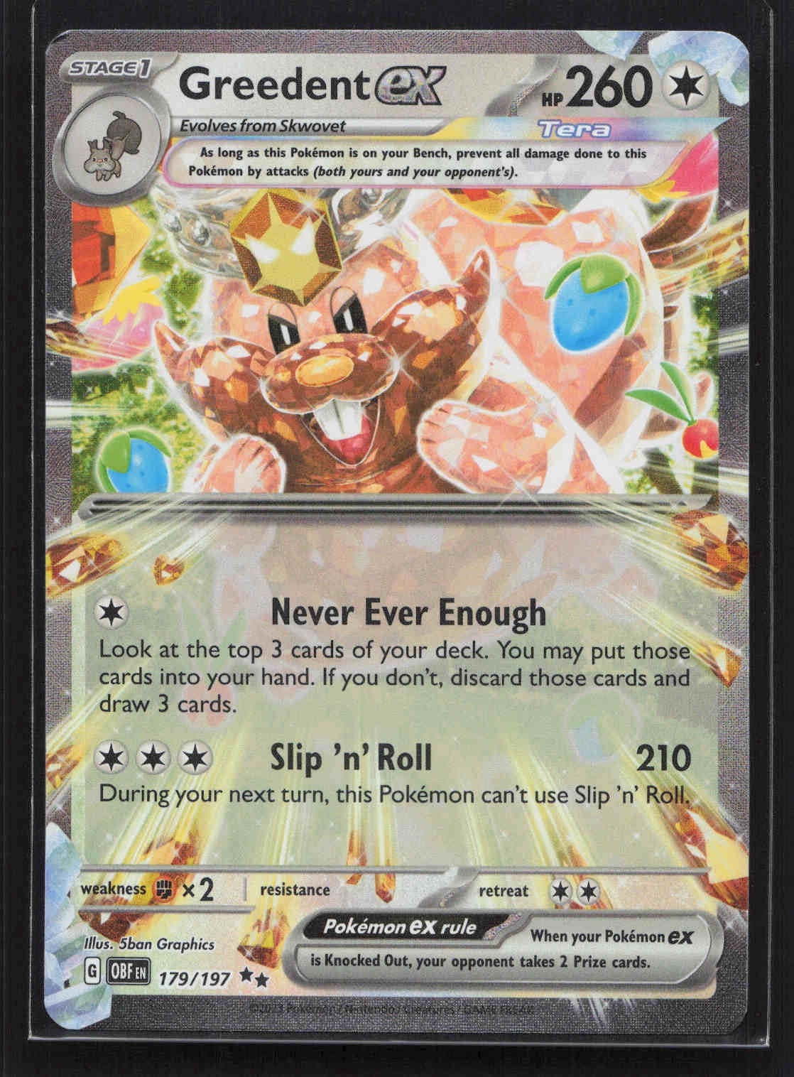 Greedent ex Double Rare SV03: Obsidian Flames 179/197 NM