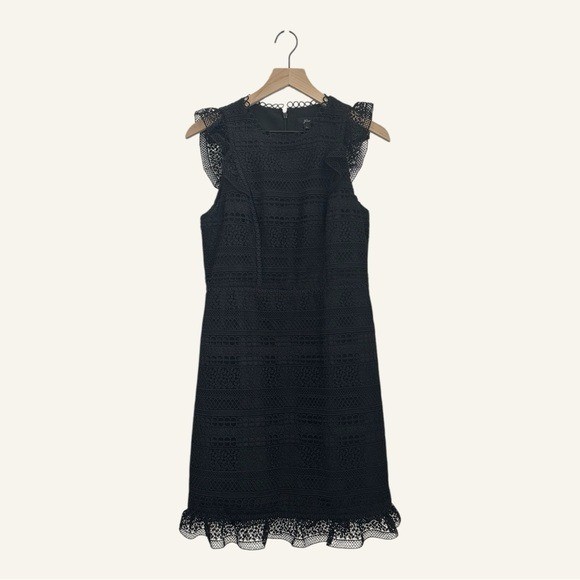 NWT J.Crew Women’s Black Polyester Mini Cocktail Sleeveless Ruffled Dress Size 6