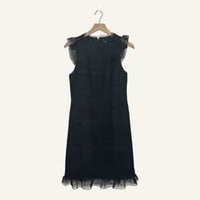 NWT J.Crew Women’s Black Polyester Mini Cocktail Sleeveless Ruffled Dress Size 6