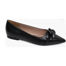 Linea Paolo - Nora - Black -Women 5.5 Pointy Toe Flat ballerina Resin Chain-Link