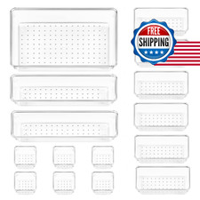 Vtopmart 15 Pcs Clear Plastic Drawer Organizers Set 4-Size Versatile Bathroom
