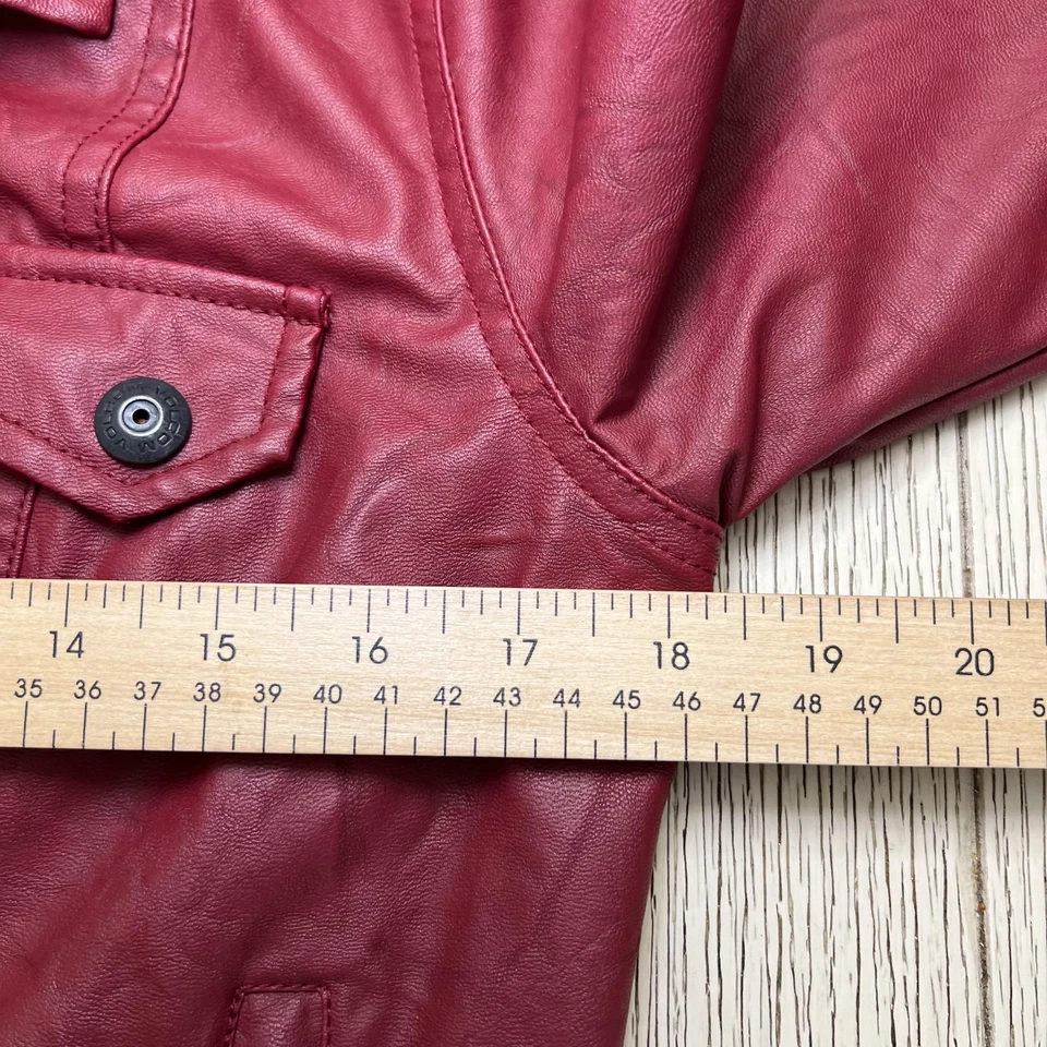 Volcom Motorcycle Jacket Womens Medium Burgundy Faux Leather Moto Biker B131301 - Image 4 of 4