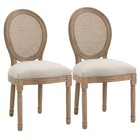 2er Set Esszimmerstühle Küchenstuhl mit Rattan-Rückenlehne Linen-Touch