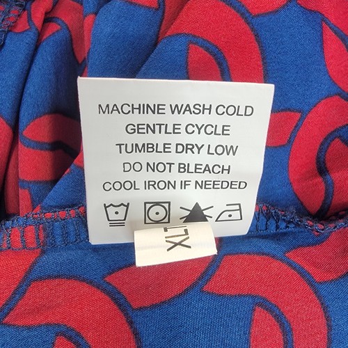 Mud Pie Dress Womens Medium Blue Red Chain Link Pattern Ruffle Collar 3/4 Sleeve - Picture 8 of 12