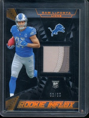 2023 Panini Black #RI-38 Sam LaPorta Rookie Influx Memorabilia Citrine #/50