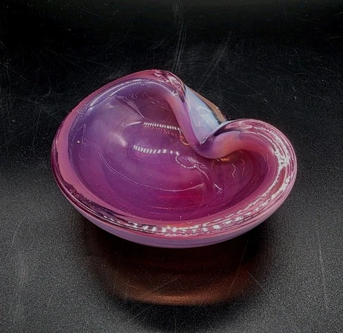 MCM Murano Seguso Pink & White Opalescent Alabastro Sommerso Ashtray Bowl