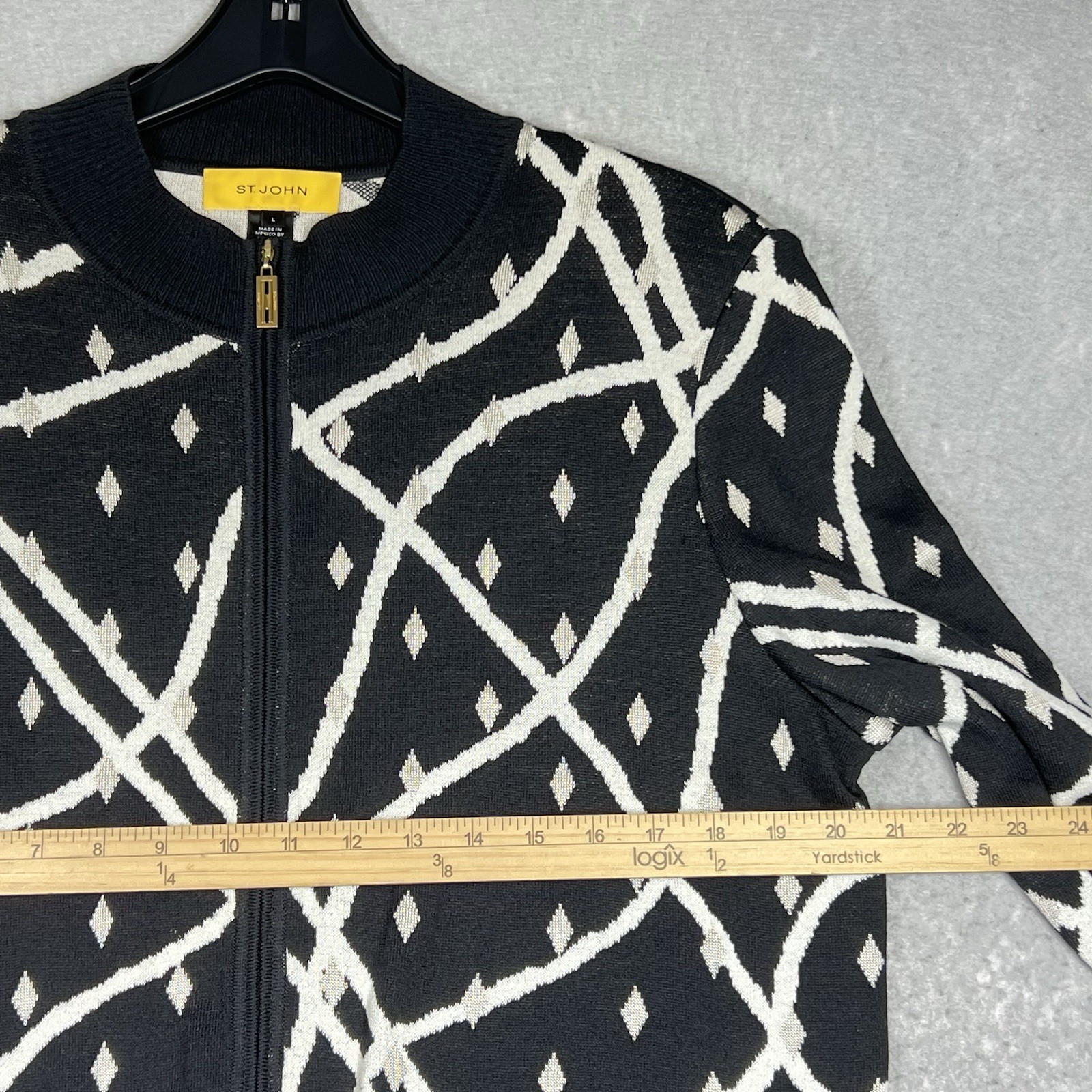 St John Cardigan Jacket Printed Pattern Knit Padd… - image 5