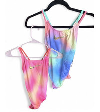 2 NIKE tie dye one piece strappy bikini bathing suit swim wear XL Girls athletic