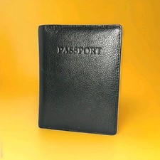 Vtg Wilson Pebbled Leather Passport Holder Black Travel Wallet w/Mini Pen ID A 