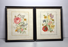 2 ORIGINAL 1939 Watercolor Botanical Paintings G J Moulton New England Artist