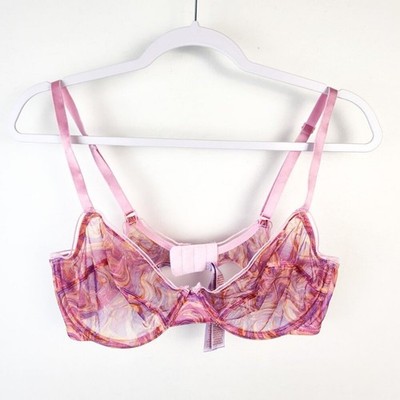 Savage X Fenty X-Ray Vision Half Cup Plunge Bra Size 34D Sheer Underwire Sexy