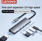 Lenovo 5 in 1 USB C Hub with 4K HDMI, 100W Power Delivery, 3 USB-A Data Ports, U