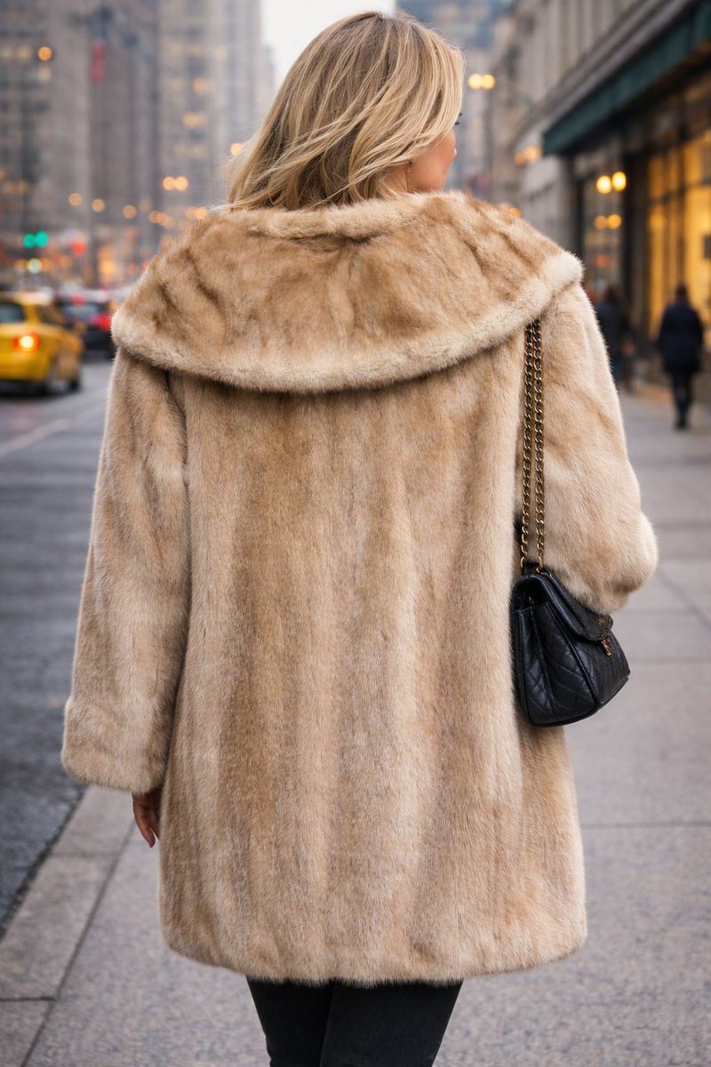 Vintage Mink Fur Coat Roberts-Liebes San Francisco Brown Swing
