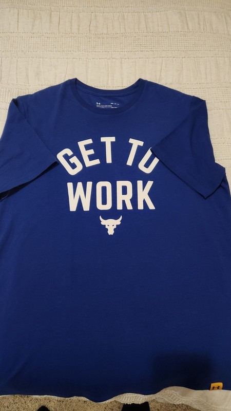 Under Armour Project Rock Get To Work Blue Men's T-Shirt Sz Medium