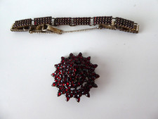 antiker Granatschmuck Set vintage Armband & Brosche