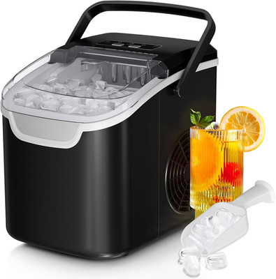 Countertop Ice Maker Machine, 8 Ice Cubes in 6 Mins, 26Lb/Day Ice with 2 Sizes-