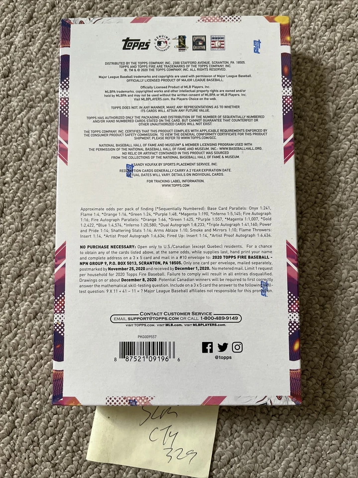 New 2020 Topps Fire Baseball MLB 20 Pack Hobby Box 2 Autographs Per Box Sealed - Image 2 of 2