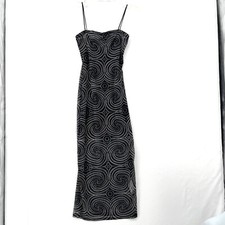 Forever 21 Geometric Dress Black White Maxi Strap Bodycon Size Small Long Print