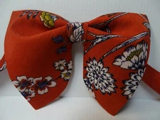 Oversized Rusty Brown Floral Bow tie Vintage style 70s Wedding Prom Gift 4 Him