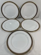 (5) Vintage Spode Majestic Salad Plates Blue And Gold Trim 7-7/8” 1940 & 41