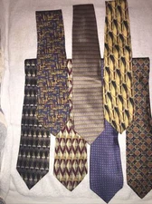 VINTAGE Lot Of 7 100% Silk Neck Ties ~~~various Name Brands~~~