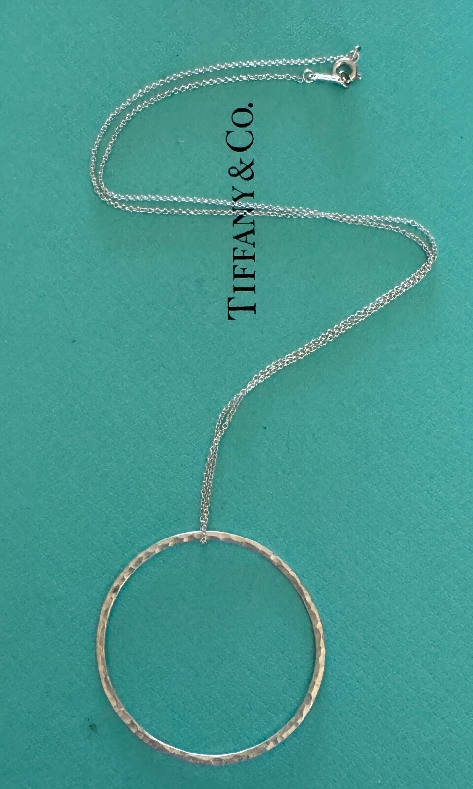 Tiffany & Co. Paloma Picasso Hammered Circle Pendant  Necklace Sterling Silver