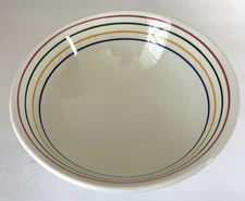 Vintage 10” La Primula Serving Bowl Made in Italy-Primary Colorful Stripes
