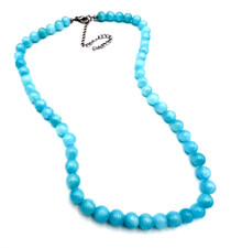 Blue 8mm Glass Bead Necklace