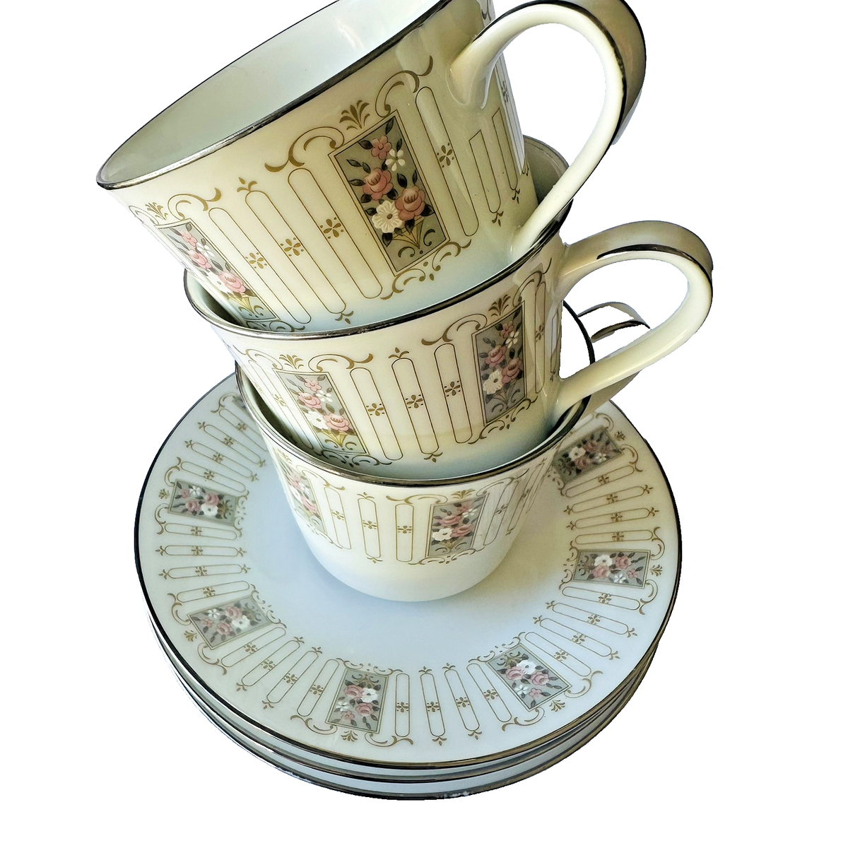 Noritake Vintage Fine China Floral Set 2101 Colonial Trio Japan