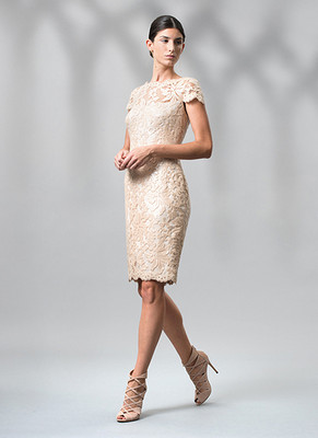 Tadashi Shoji Illusion Sequin Paillette Lace Jute Cap Sleeve Dress 12 $328  | eBay