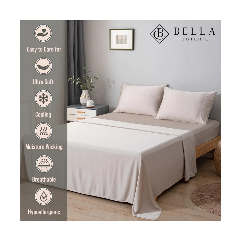 Juego de Sábanas Bella Coterie Lujo Bambú Viscosa Cal King Size | 100% Orgánicas... Foto 2 de 4